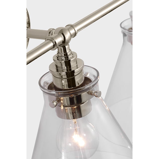 Modern Chapman & Myers for Visual Comfort Signature Parkington 24" Three Light Bath Bar in Polished Nickel with Clear Glass For Sale - Image 3 of 5