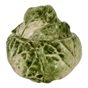 Vietri Italy Cabbage Lidded Leaf Bowl