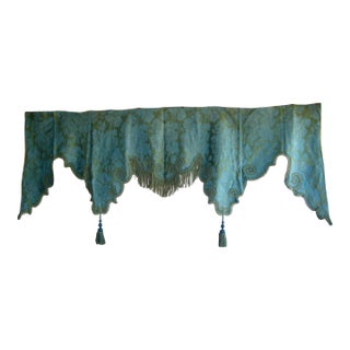 Mid 19th Century Napoleon III Bleu Silk Valence For Sale
