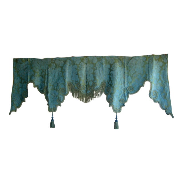 Mid 19th Century Napoleon III Bleu Silk Valence For Sale