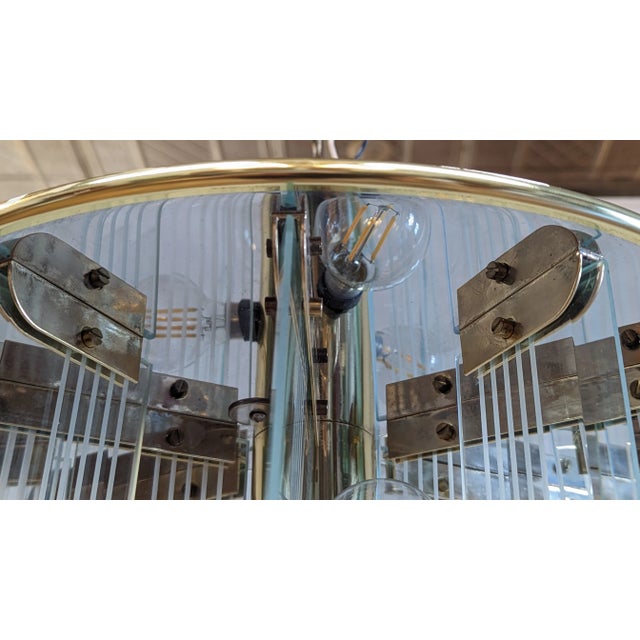Lightolier Art Deco Inspired Glass Chandelier For Sale - Image 9 of 9
