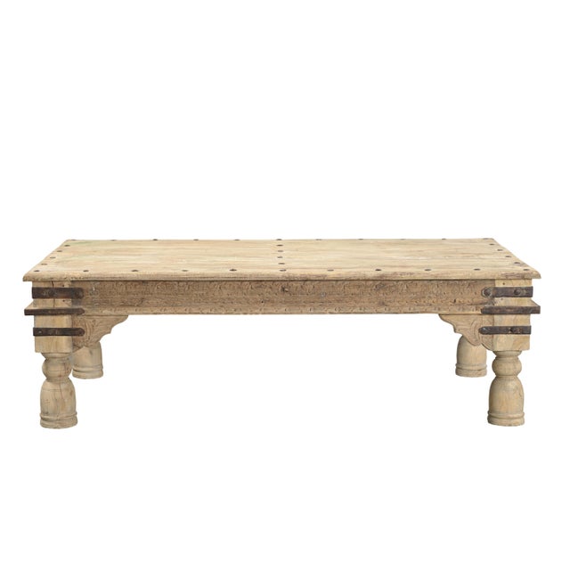 Farmhouse Vintage Indian Bleached Teak Low Table For Sale - Image 3 of 3