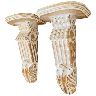 Carved Wooden Wall Brackets, a Pair For Sale