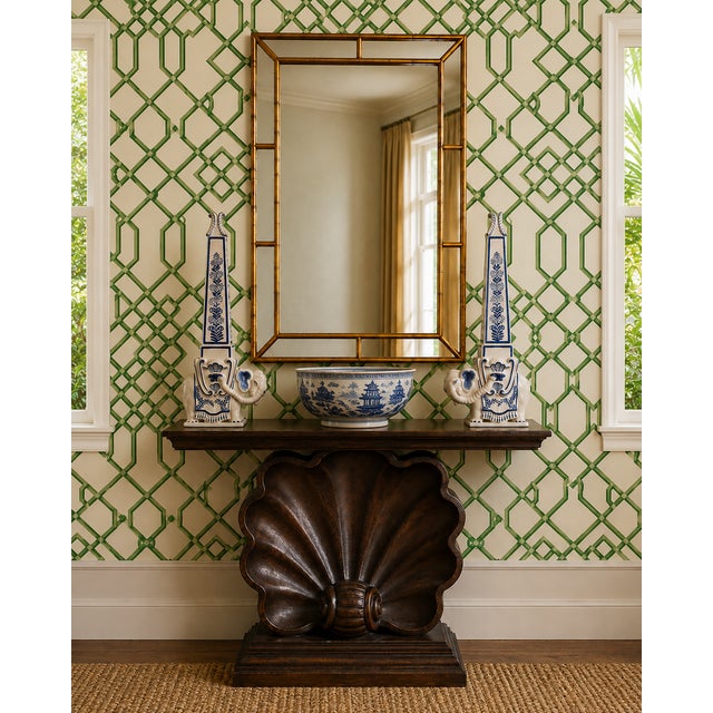 Hollywood Regency Style Carve Wood & Composition Shell Form Console Table For Sale In Atlanta - Image 6 of 6