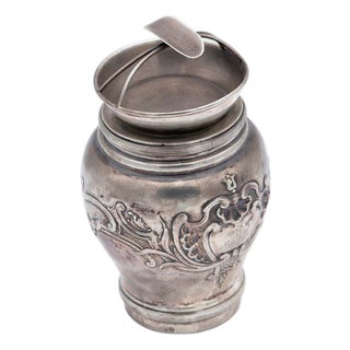 Silver Pot with Reliefs and Filled Bottom For Sale