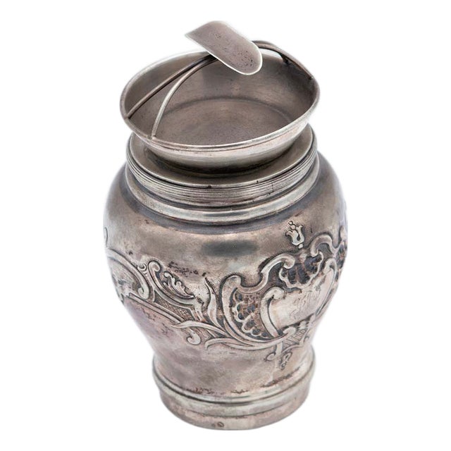 Silver Pot with Reliefs and Filled Bottom For Sale