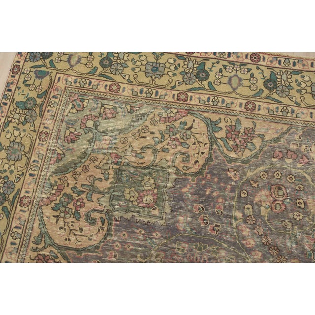 Textile Tabriz Rug 9’5” X 12’3” Violet Wool Vintage Distressed Hand-Knotted Carpet For Sale - Image 7 of 15