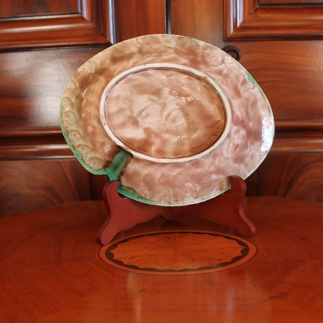 Emerald Large Antique Begonia Leaf Majolica Dish For Sale - Image 8 of 8