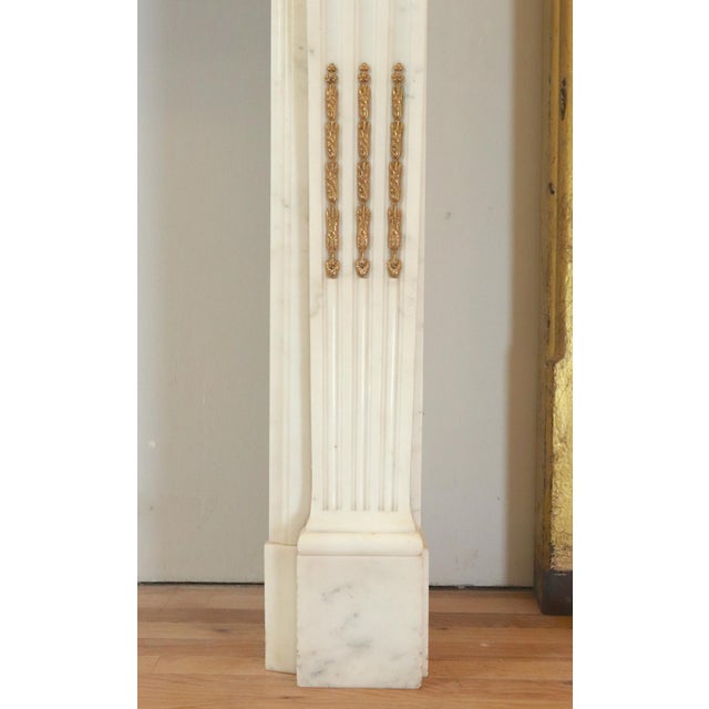 Antique Louis XVI Gilded Bronze Ormulu White Marble Mantel For Sale - Image 11 of 11
