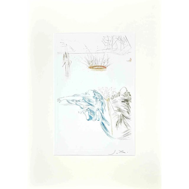 Le testament de tristan - from "tristan et iseult" is a modern artwork realized in 1969 colour-printed drypoint etching,...