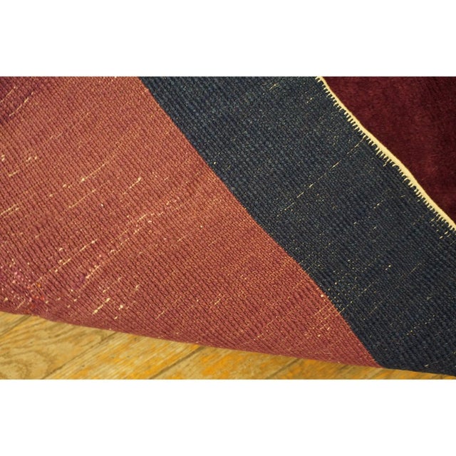 1920s Solid Blue Open Field Antique Chinese Art Deco Knotted Rug 11' 2" X 14' 2" For Sale - Image 11 of 11