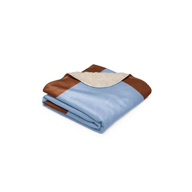 Contemporary Boreal Blanket with Brown/Light Blue Frame by Moanne For Sale - Image 3 of 5