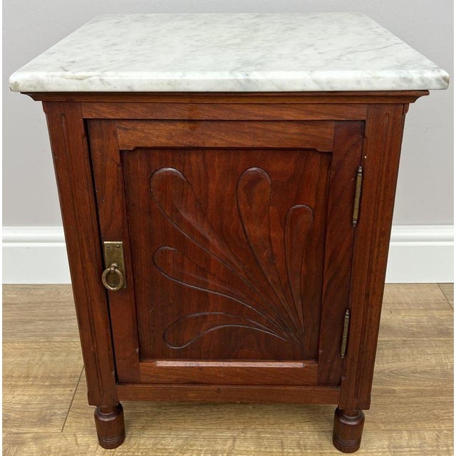 Antique French Walnut Bedside Table with Marble Top For Sale - Image 12 of 12