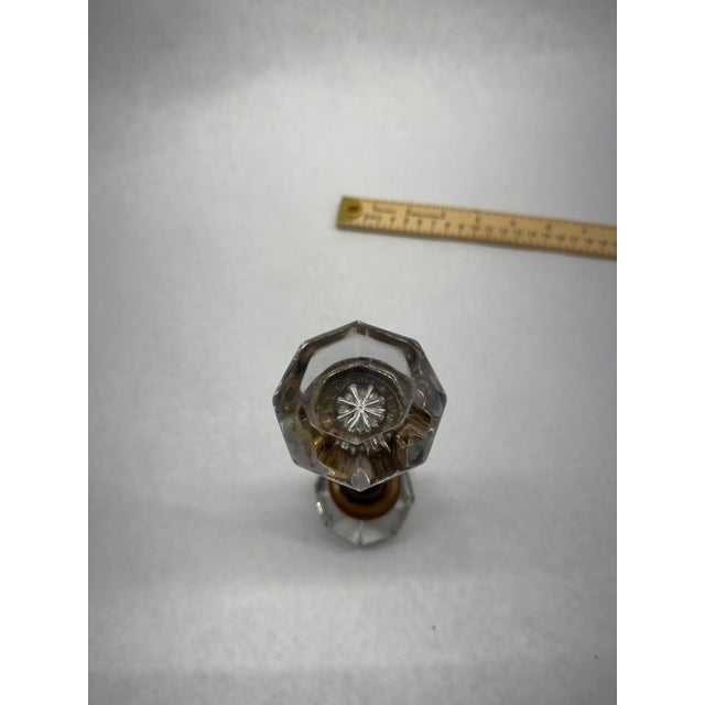 Glass Antique Victorian Clear Octagonal Cut-Glass Doorknobs With Spindle - Pair For Sale - Image 7 of 8
