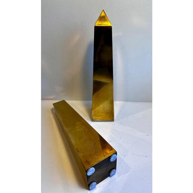 Vintage Italian Brass Obelisks, 1970's - A Pair For Sale - Image 9 of 12