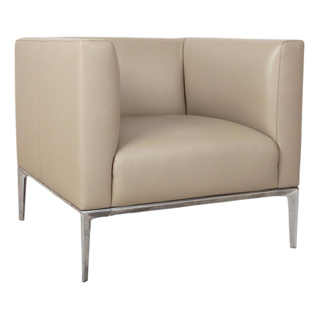 Jaan Lounge Chair in Cream Leather and Chrome from Walter Knoll / Wilhelm Knoll For Sale