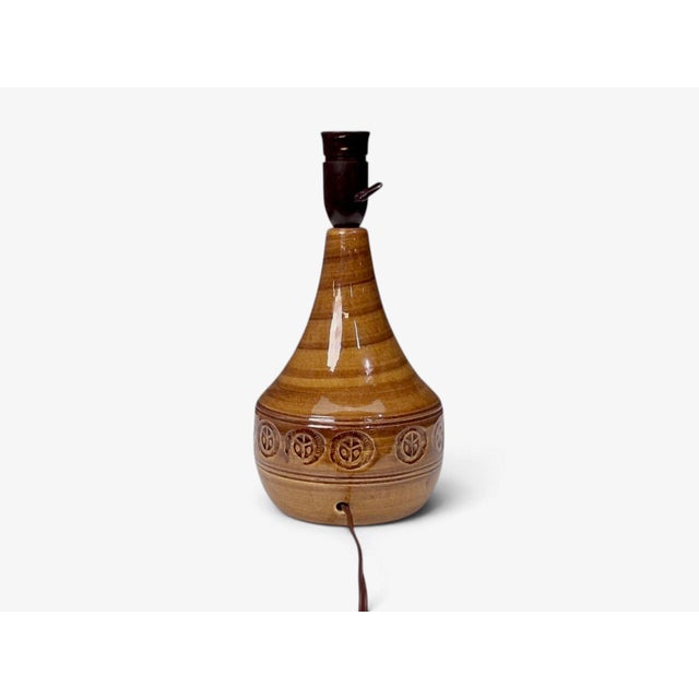 Holbæk Keramik, Table Lamp, Orange Glazed Stoneware, Denmark, 1970s For Sale - Image 9 of 11