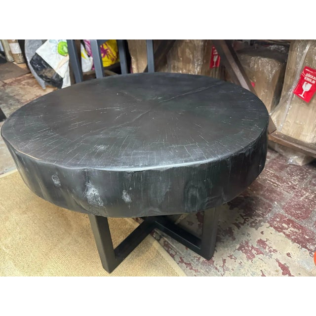 Wabi Sabi Round Coffee Table – Ebonized Black, Low Profile Elevate your living space with the Wabi Sabi Ebonized Black Low...