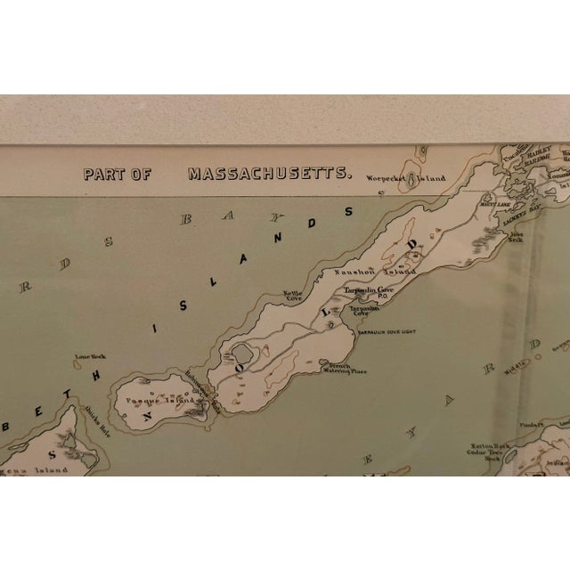 Wood Antique 1891 George Walker Map of Martha's Vineyard, Framed For Sale - Image 7 of 12