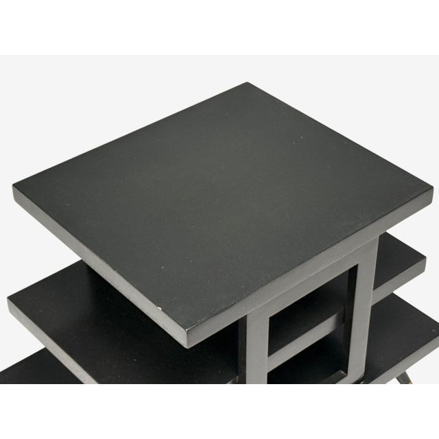 Wood Ico Parisi Style, Ebonized Wood, Brass, Sculptural Side Table, Europe, 1950s For Sale - Image 7 of 12