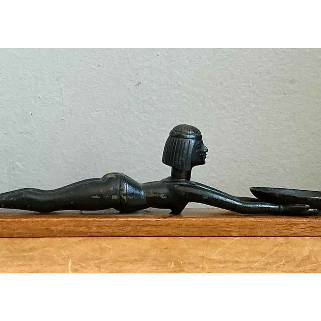 Vintage Metal Egyptian Figure on Wood Base For Sale In West Palm - Image 6 of 12
