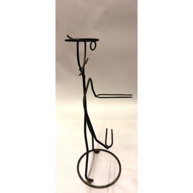 Pair of Mid Century Metal Wire Stick Figure Wine Bottle and Goblet Holders For Sale In New York - Image 6 of 8