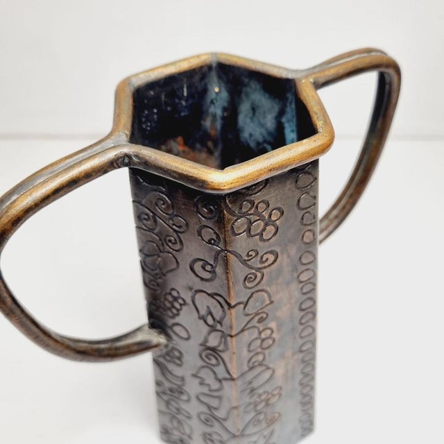 Brown Art Deco Style Brass Vase with Handles, 1920s For Sale - Image 8 of 14