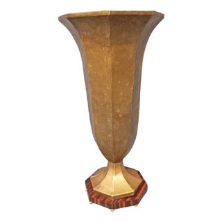 Art Deco Table Lamp in Hammered Brass and Macassar Ebony, 1920s For Sale