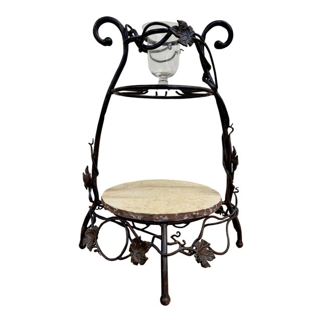 Bella Toscana Vineyard Wrought Iron Tuscan Style Wine and Cheese Party Server For Sale