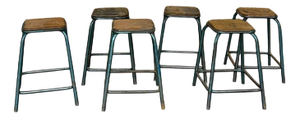 Vintage Industrial French Stacking High Stools from Mullca, 1950s, Set of 6