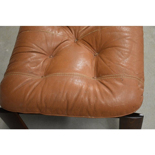 Brown 1960s Original Percival Lafer Jacaranda and Leather Ottoman For Sale - Image 8 of 9