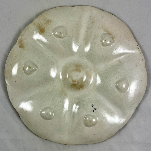Simon Fielding English Majolica Turquoise & Cream Oyster Plate For Sale - Image 9 of 12