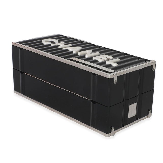 Plastic 18A Black Lucite Paris Hamburg Minaudiere Shipping Container Clutch For Sale - Image 7 of 9
