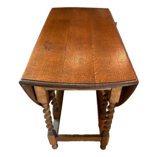 Antique Oak Barley Twist Gate-Leg Drop-Leaf Table For Sale