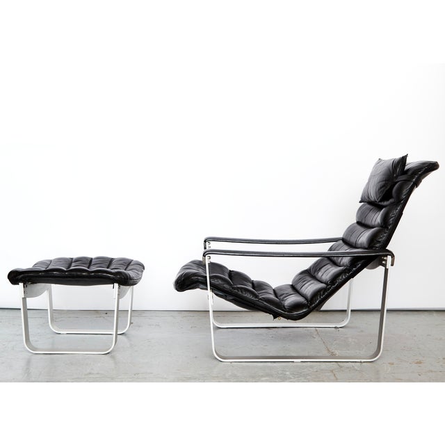 Mid-Century Modern Set of Mid-Century Pulkka Lounge Chair and Ottoman by Ilmari Lappalainen for Asko, 1968 For Sale - Image 3 of 18