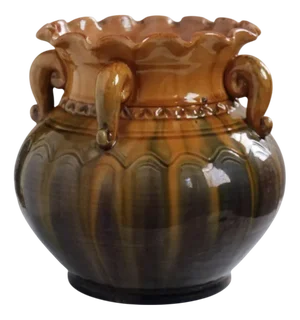 Scalloped Ceramic Vase with Curled Handles from Latvia, 1960s