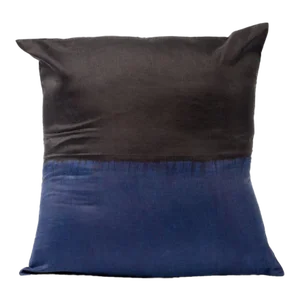Aakar Mor Black & Indigo Color Block Mulberry Silk Pillow