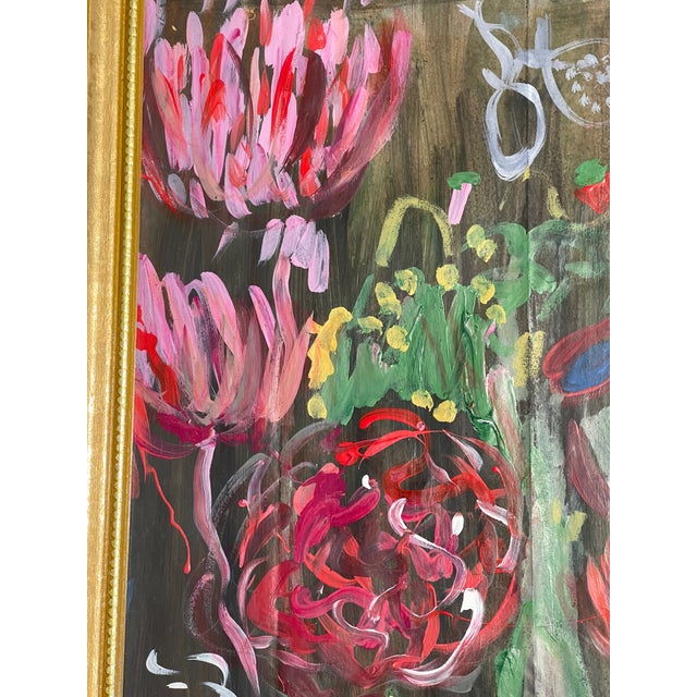 Abstract 1970s Abstract Modern Magic Garden Mixed Media Signed Framed For Sale - Image 3 of 5