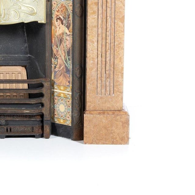 Art Nouveau French Fireplace in Pink Marble For Sale - Image 5 of 6