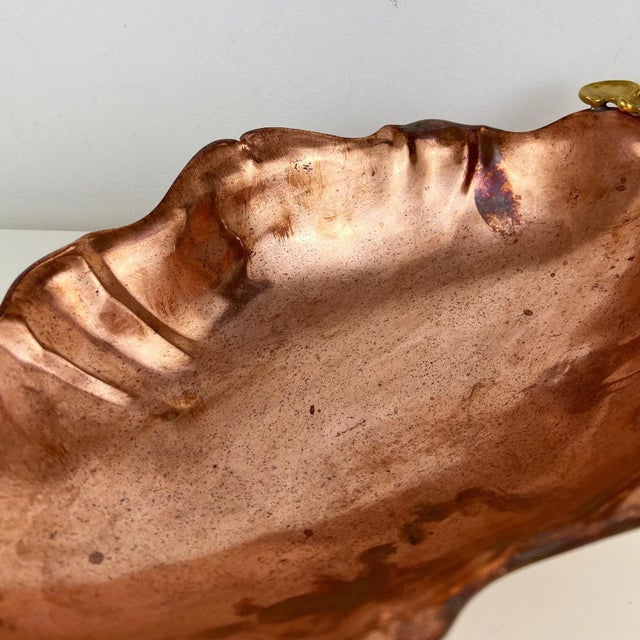 Italian Copper Dish with Brass Handles with Footed Bowl, 1930s For Sale - Image 9 of 11