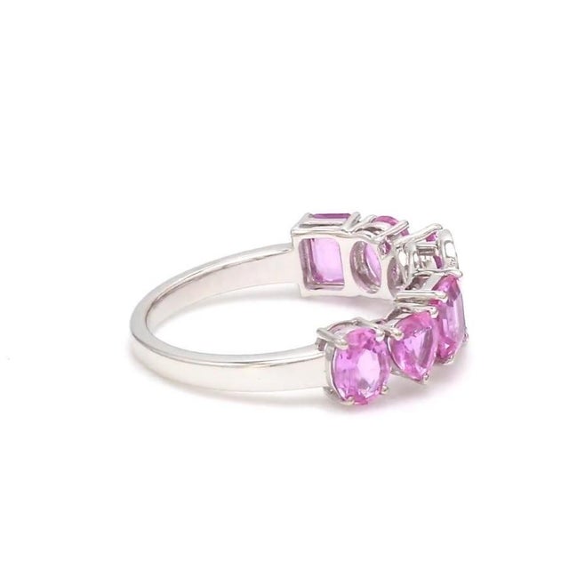 Natural 2.66 cts pink sapphire & 0.06 cts diamond S alphabet ring in 18k gold For Sale - Image 17 of 18