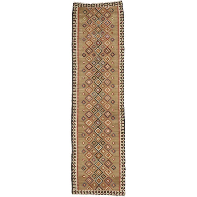 Late 20th Century Vintage Turkish Kilim Rug Runner, 04'02 X 15'00 For Sale - Image 9 of 9