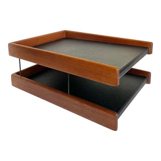 Mid-Century Walnut Desktop Paper File Tray For Sale