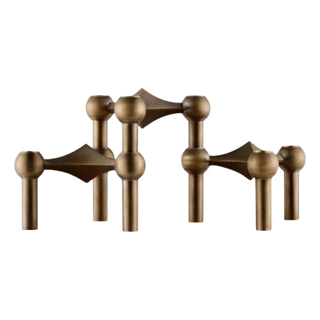 Decorative Candleholders in Bronzed Brass by STOFF Nagel, Set of 3 For Sale