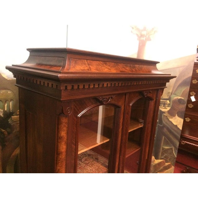 Antique Bookcase, Victorian Bookcase With Glass Doors For Sale - Image 11 of 13