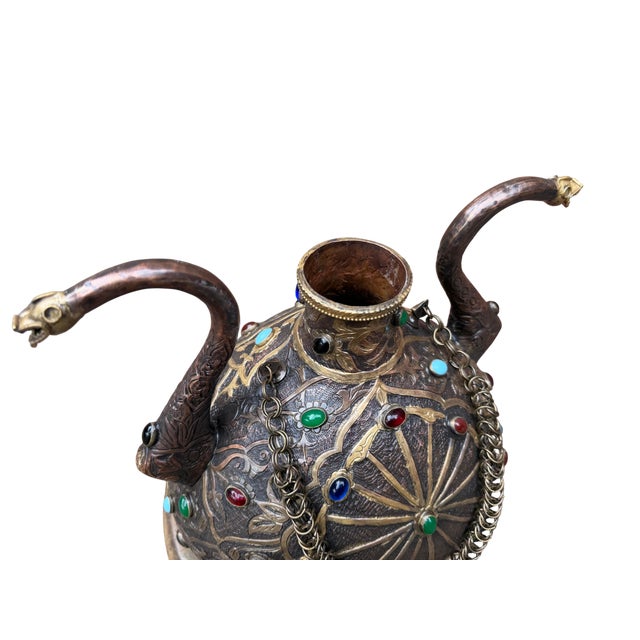 Brass Ceremonial Brass Ewer With Dragon Spouts For Sale - Image 8 of 12