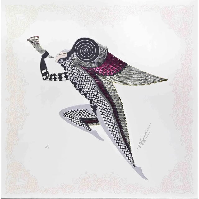 Erté, Zephyr I, Lithograph and Screen Print, 1985 For Sale - Image 4 of 4