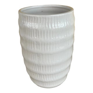 Vintage Shabby Chic Modern White Ceramic Vase / Holder For Sale