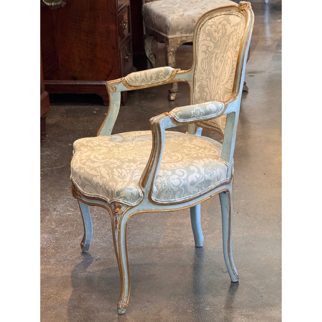 Pair of 19th Century Italian Painted and Parcel-Gilt Armchairs For Sale - Image 11 of 12