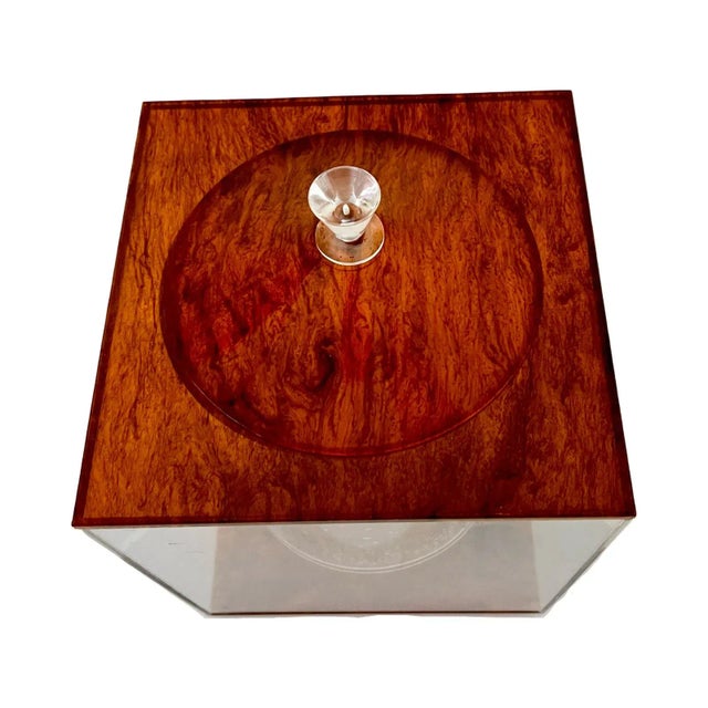 Mid-Century Modern Mid Century Modern Tortoise Shell Effect Lucite Squared Ice Bucket For Sale - Image 3 of 7